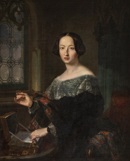 840.  BERNARDO LÓPEZ PIQUER ? (Valencia, 1799 - Madrid, 1874)Retrato Dionisia O´Lawlor y Caballero, Duquesa de Vistahermosa
