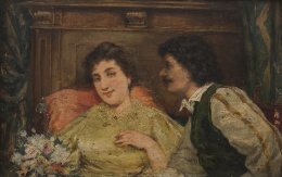 871.  GERMÁN GOMEZ NEDERLEYTNER (Valencia, 1847-1895)Pareja de enamorados