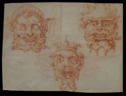 833.  FEDERICO ZUCCARO (Sant Angelo in Vado, 1542 - Ancona, 1609)Estudio de máscaras grotescas