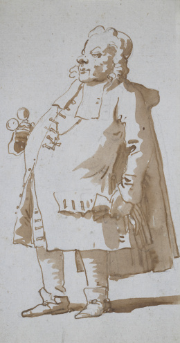776.  GIOVANNI BATTISTA TIEPOLO (1696-1770)Caricatura de un caballero con quevedos en su mano derecha