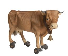 1307.  Vaca de papier maché.Roullet et Decamps, Francia, finales del S. XIX.