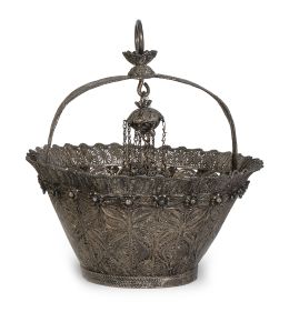 1439.  Cestillo o canasta en filigrana de plata.Perú o Bolivia, S. XIX.