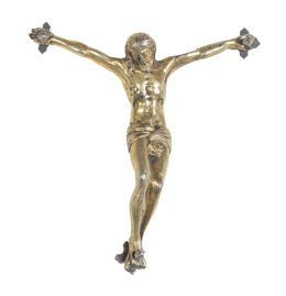 1078.  Cristo crucificado.Bronce dorado.S. XVII.