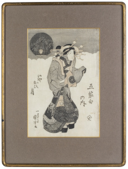 1240.  Escuela de Utagawa Kuniyoshi.Dama, estampa.Japón, periodo Edo,  (1797 - 1861).