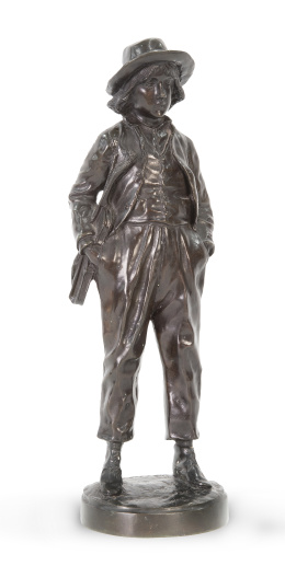 1324.  Siguiendo a Jean Garnier (1853 - c. 1910).Violinista.Figura de bronce. Firmada J. Casás.