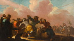 828.  ATRIBUIDO A ADRIAEN PIETERSZ VAN DE VENNE (Escuela holandesa, 1589 - 1662)Fiesta en una aldea