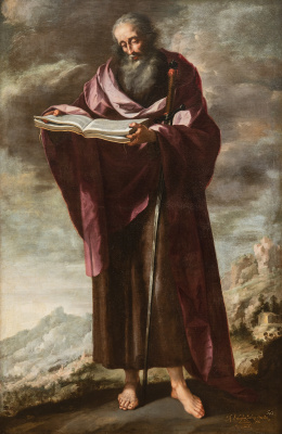 790.  SEBASTIAN DE LLANOS Y VALDÉS (Sevilla, c. 1605- 1677)San Pablo sobre un paisaje