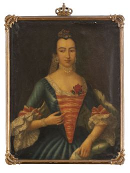 798.  ESCUELA ESPAÑOLA, SIGLO XVIIIRetrato de dama con armiño