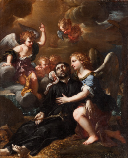 871.  LUDOVICO MAZZANTI (Roma, 1686- 1775 Orvieto).Muerte de San Francisco Javier confortado por los ángeles..