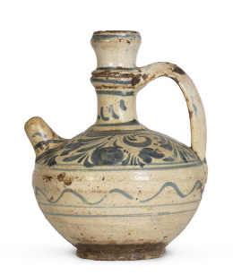 1109.  Vinagrera de cerámica esmaltada en azul y blanco.Teruel, ff. del S. XVIII.