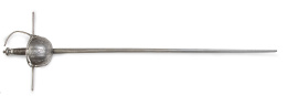 1140.  Espada de hierro de cazoleta grabada con hojas.Toledo, S. XVII.