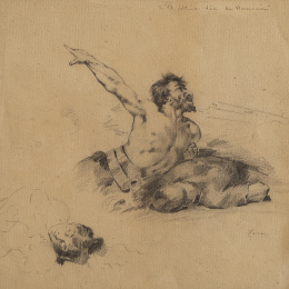 904.  ALEJO VERA Y ESTACA (Viñuelas, Guadalajara, 1834-Madrid, 1923)Boceto de personaje para su obra de Numancia 