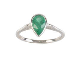 158.  Sortija con esmeralda talla pera de 1,20 ct aprox.
