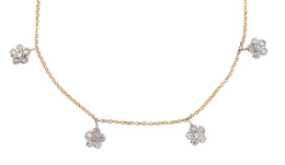 179.  Collar con cuatro flores de brillantes colgantes de cadena