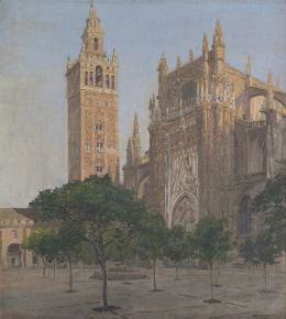 931.  FRANCISCO NÚÑEZ DE CELIS (Madrid, 1919 - 1996)Vista de la Catedral de Sevilla y la Giralda