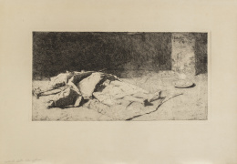 897.  MARIANO FORTUNY Y MARSAL  (Reus, Tarragona, 1838-Roma, 1874)Kabile mort (Árabe muerto), 1867