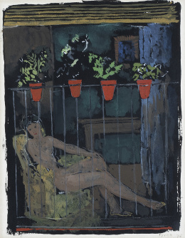 925.  PERE PRUNA OCERANS (Barcelona, 1904 - 1977)Desnudo femenino en un balcón, 1976