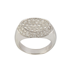 354.  Sortija de pavé de brillantes en óvalo cóncavo