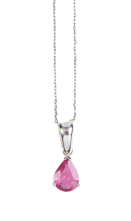 245.  Collar con rubí talla pera de 1 ct aprox