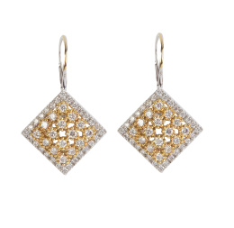 277.   Pendientes rombos de brillantes en oro bicolor