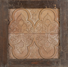 1157.  Panel de dos azulejos mudéjares de barro cocido.S. XVI.