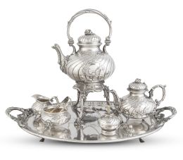 1176.  Juego de café y té de plata de ley 800. Con marcas.Wilkens & Söhn, Alemania, S. XX.