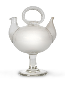 642.  Botijo o cantir de vidrio transparente.Trabajo catalán, S. XIX.