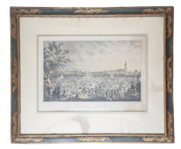 1288.  Marco Felipe V rectangular de madera grabada y dorada.España, S. XVIII.