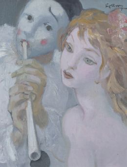 889.  RICARDO SUMMERS YSERN "SERNY"  (El Puerto de Santa María, Cádiz, 1908 - Madrid, 1995)​ Pierrot y joven mujer