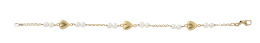 177.  Pulsera con parejas de perlas, cadena y corazones alternos