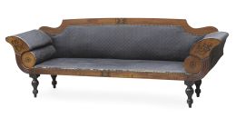 658.  Sofá Carlos X de madera tallada con marquetería.Francia, h. 1830.