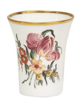 1156.  Vasito imperio de opalina con decoración floral de estilo a