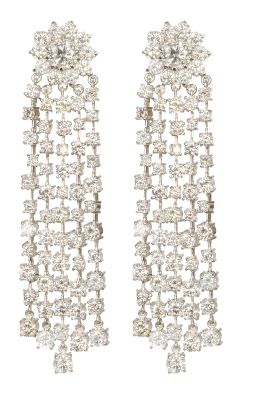 306.  Elegantes pendientes largos de cascadas de brillantes en rivières colgantes de rosetón superior