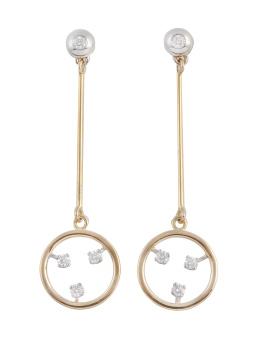 191.  Pendientes largos con brillantes, en diseño de aro colgante de barra y chatón superior