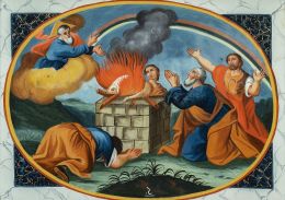 793.  ESCUELA ITALIANA, FF. SIGLO XVIII- PP. SIGLO XIXPasaje de la Historia de Noé: El final del diluvio y la acción de gracias de Noé con el sacrificio del cordero