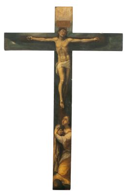 785.  ESCUELA ESPAÑOLA, SIGLO XVIICrucifijo con la Magdalena a los pies