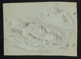 352.  JOSE DEL CASTILLO Y ARAGONESES (1737 - 1793)Niño Jesús dormido tapado por un ángelitoh. 1770 - 75