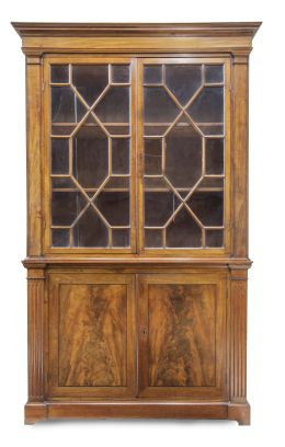 1215.  Bookcase de madera de caoba y palma de caoba.Inglaterra, S. XIX.