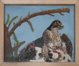 977.  Composición de águila en telas.