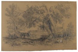 851.  GABRIEL OSMUNDO GÓMEZ (La Habana, Cuba, 1856) - Valladolid, 1915)Día de mercado en Medina del Campo