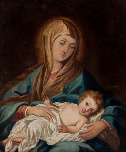 466.  ANDRÉS ISLAS (México, activo 1753- 1774)Virgen con el Niño