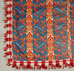 985.  Tela de  “indiano” de algodón estampado con hojas y flores.h. 1850.