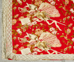 984.  Colcha en algodón estampado con decoración de barcos y triunfos, S. XIX..