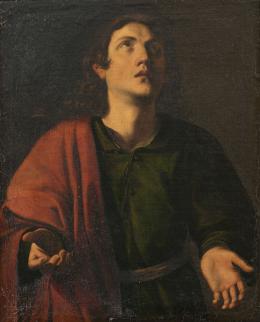 849.  ATRIBUIDO A JERÓNIMO JACINTO ESPINOSA (Cocentaina, Alicante, 1600- Valencia, 1667)San Juan el Evangelista con el águilaH. 1640- 60