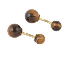 269.  Gemelos dobles con esferas de ojo de tigre de diferentes tamaños