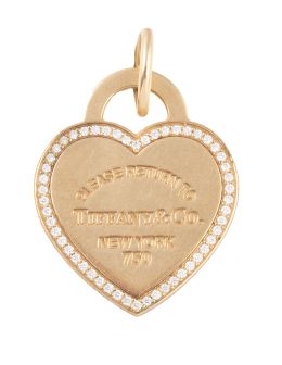 146.  Colgante corazón TIFFANY & Co de oro y brillantes que decoran todo el perfil
