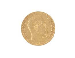 441.  Moneda de 20 francos Napoleón III en oro. 1854