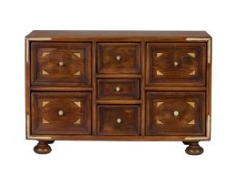 517.  Papelera de madera de nogal con incrustaciones de hueso.España, S. XIX.