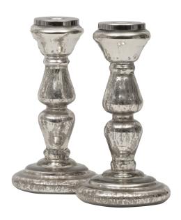 1348.  Pareja de candeleros de cristal azogado. España, S. XIX.