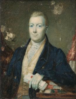 864.  WILLIAM JOHN THOMSON (Savannah, EE.UU., 1771 - Edimburgo, 1845)Retrato de caballero en el interior de su estudioEdimburgo, 1828